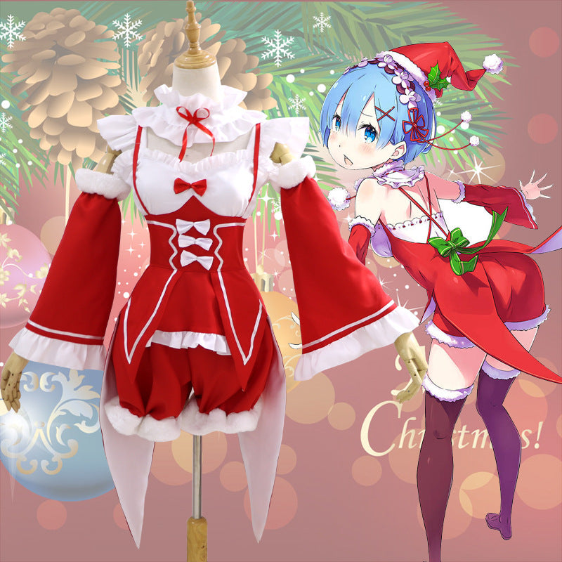 Christmas Rem cosplay clothes from scratch in a different world of life.