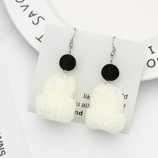 Christmas cute wool hat earrings