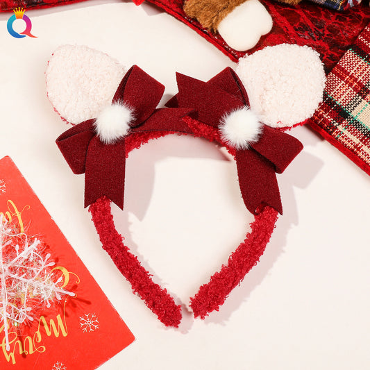 Christmas deer ears hairband red fluff