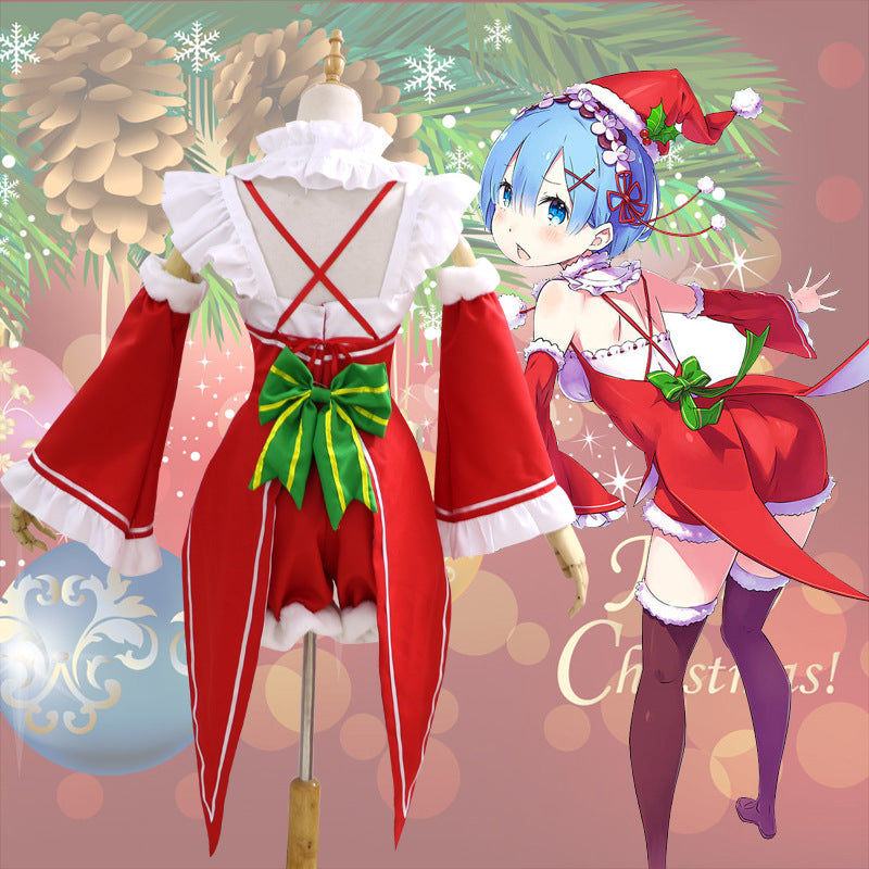 Christmas Rem cosplay clothes from scratch in a different world of life.