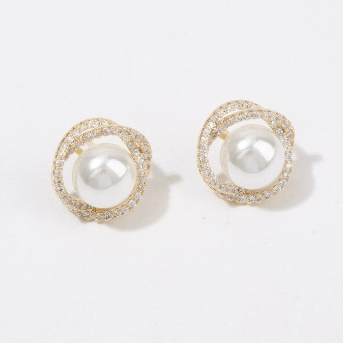 Guliya spiral pearl earrings for women's niche high-end earrings 2024 new popular pure silver needle light luxury earrings