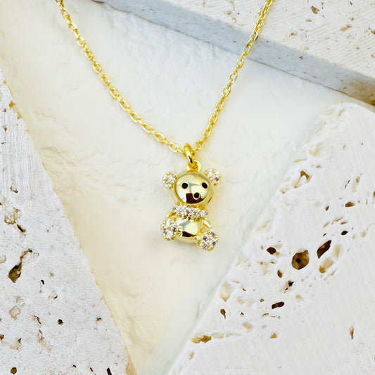 Cute little bear，Temperament, light luxury, niche necklace, female design, high-end collarbone chain, gift pendant, accessory, neckchain, cool style